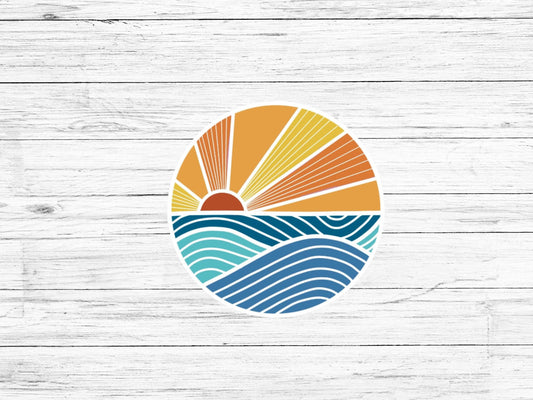 Ocean Sunset Sticker // Waterproof water bottle sticker // Laptop Sticker // Nature Sticker