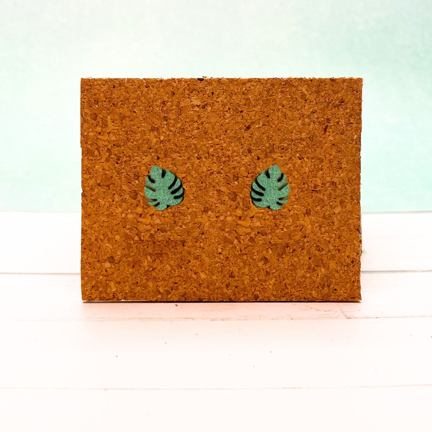 Monstera Earrings, Wooden Monstera Earrings, Plant Earrings, Wooden Plant Earrings, Hand painted Earrings, Monstera Studs,