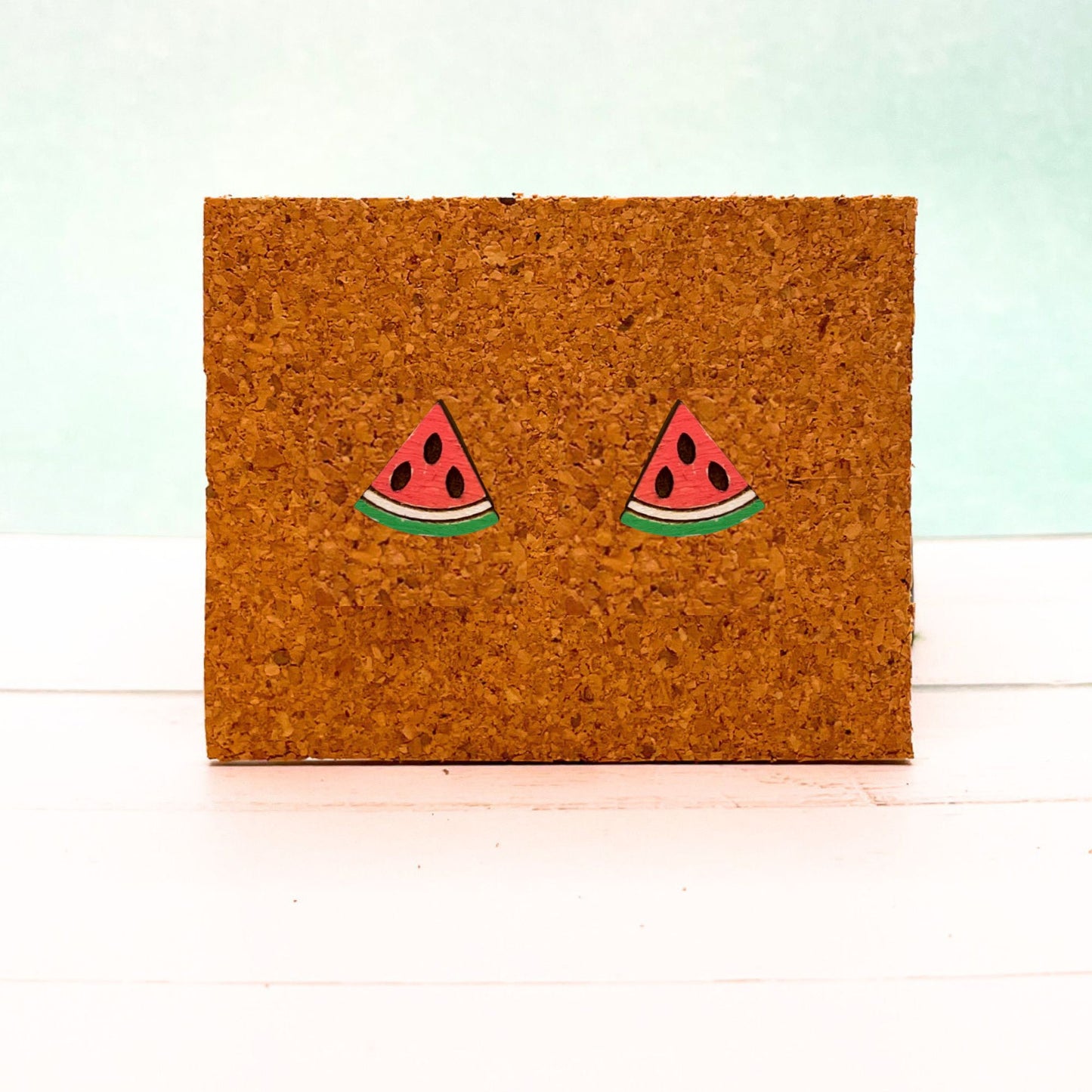 Watermelon Stud Earrings, Watermelon Earrings, Wooden Earrings, Wooden Studs, Wooden Jewerly, Hand Painted Earrings