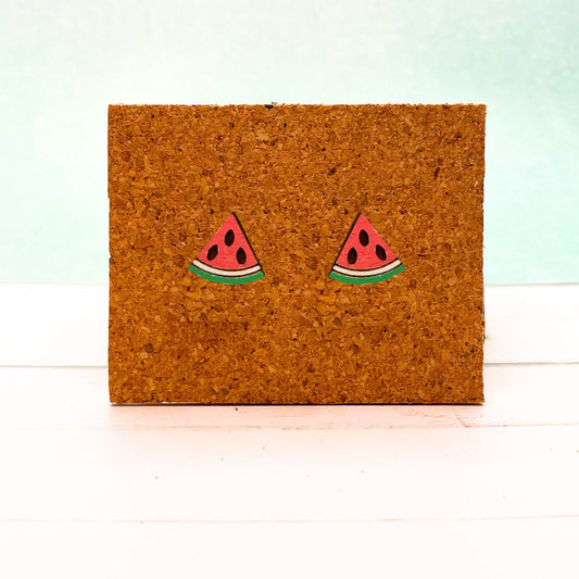 Watermelon Stud Earrings, Watermelon Earrings, Wooden Earrings, Wooden Studs, Wooden Jewerly, Hand Painted Earrings