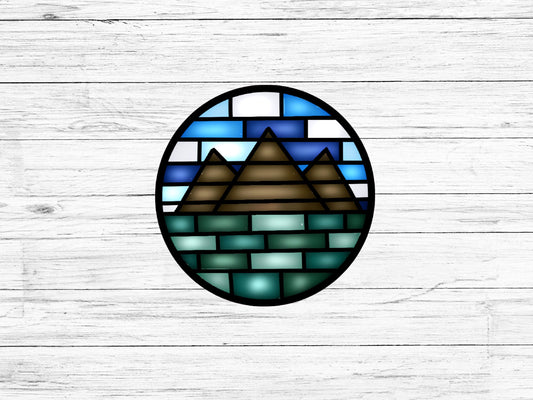 Mountain Stained Glass Sticker // Laptop Sticker // Waterbottle Sticker